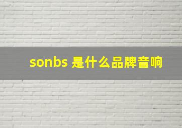 sonbs 是什么品牌音响